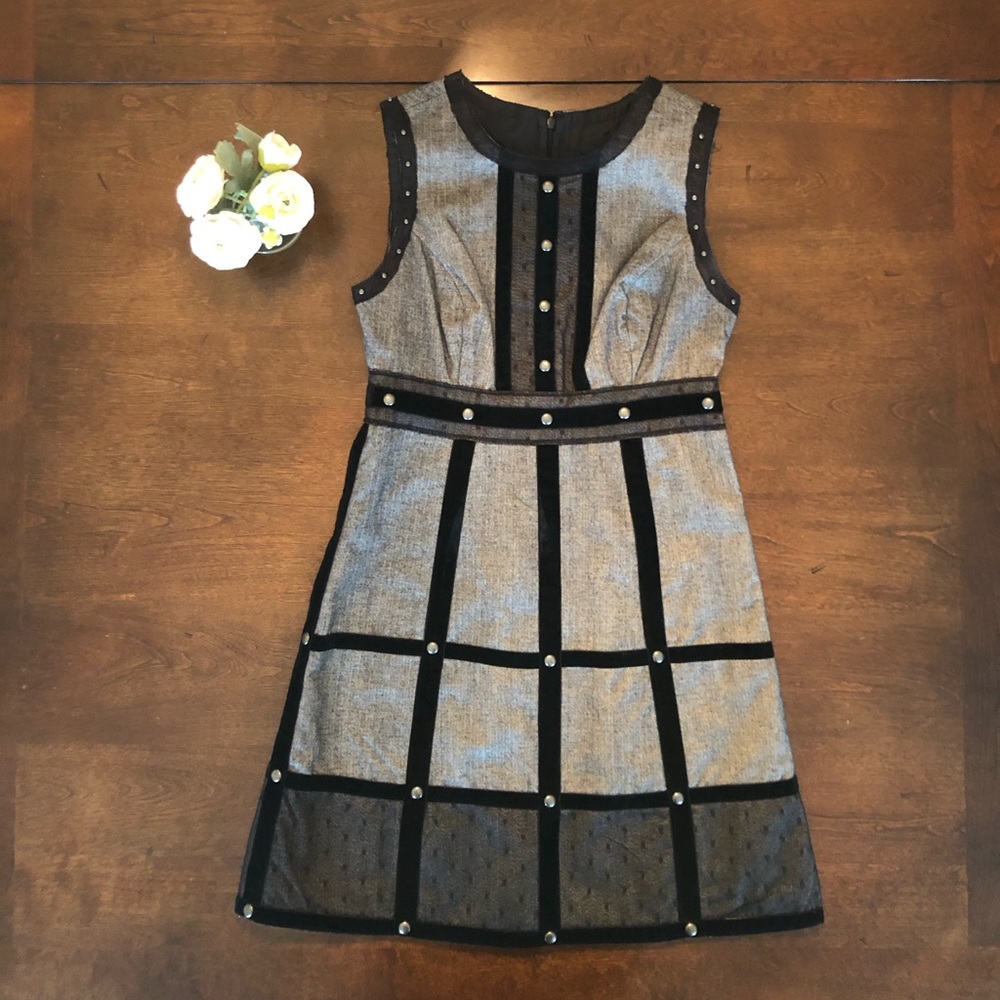 3/$10 EUC Anna Sui Herringbone Velvet Stud Dress